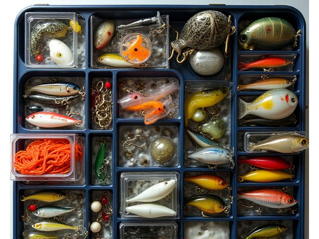 Organized collection of premium bait and tackle boxes